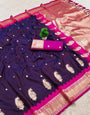 Evanescent Purple Pure Zari Weaving Banarasi Silk Saree With Eclat Blouse Piece