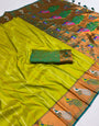 Classic Parrot Paithani Silk Saree With Preferable Blouse Piece