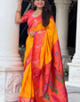 Fairytale Yellow Paithani Silk Saree With Mesmeric Blouse Piece