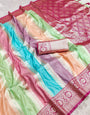 Devastating Multicolor Soft Banarasi Silk Saree With Snazzy Blouse Piece