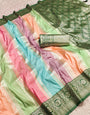 Gratifying Multicolor Soft Banarasi Silk Saree With Enchanting Blouse Piece
