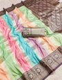 Gratifying Multicolor Soft Banarasi Silk Saree With Quintessential Blouse Piece