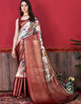 Precious Off White Kalamkari Printed Saree With Invaluable Blouse Piece