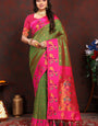 Entrancing Green Paithani Silk Saree With Majesty Blouse Piece