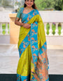 Glorious Parrot Paithani Silk Saree With Hypnotic Blouse Piece