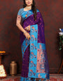 Most Stunning Purple Paithani Silk Saree With Opulent Blouse Piece