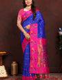 Inspiring Royal Blue Paithani Silk Saree With Ailurophile Blouse Piece