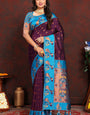 Prettiest Wine Paithani Silk Saree With Radiant Blouse Piece