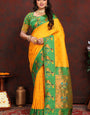 Desirable Yellow Paithani Silk Saree With Ravishing Blouse Piece