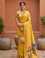 Lagniappe Yellow Paithani Silk Saree With Transcendent Blouse Piece