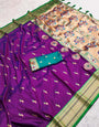 Captivating Purple Paithani Silk Saree With Girlish Blouse Piece