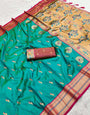 Preferable Sea Green Paithani Silk Saree With Ideal Blouse Piece