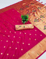 Gleaming Dark Pink Paithani Silk Saree With Sizzling Blouse Piece