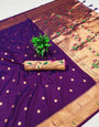 Flaunt Purple Paithani Silk Saree With Flattering Blouse Piece