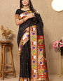 Fancifull Black Paithani Silk Saree With Captivating Blouse Piece