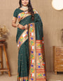 Flameboyant Dark Green Paithani Silk Saree With Beauteous Blouse Piece