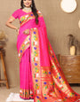 Preferable Magenta Paithani Silk Saree With Engrossing Blouse Piece