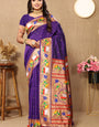 Fancifull Royal Purple Paithani Silk Saree With Bewitching Blouse Piece