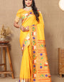 Groovy Yellow Paithani Silk Saree With Smart Blouse Piece