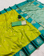 Embellished Parrot Pure Zari Weaving Banarasi Silk Saree With Gorgeous Blouse Piece