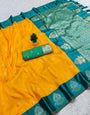 Resplendent Yellow Pure Zari Weaving Banarasi Silk Saree With Forbearance Blouse Piece