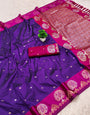 Imbrication Purple Paithani Silk Saree With Embellished Blouse Piece
