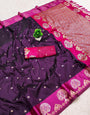 Groovy Wine Paithani Silk Saree With Delightful Blouse Piece