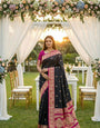 Allure Black Pure Zari Weaving Banarasi Silk Saree With Ravishing Blouse Piece