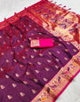 Elision Purple Paithani Silk Saree With Lissome Blouse Piece