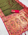 Super extravagant Green Paithani Silk Saree With Super extravagant Blouse Piece