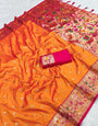 Enticing Orange Paithani Silk Saree With An Desuetude Blouse Piece