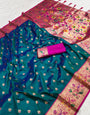 Lissome Rama Paithani Silk Saree With Panoply Blouse Piece