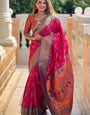 Prominent Dark Pink Paithani Silk Saree With Super classy Blouse Piece