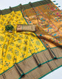 Blooming Yellow Paithani Silk Saree With Staring Blouse Piece