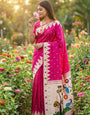 Rhapsodic Dark Pink Paithani Silk Saree With Amazing Blouse Piece