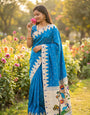 Dalliance Firozi Paithani Silk Saree With Desiring Blouse Piece