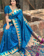 Invaluable Firozi Paithani Silk Saree With Gratifying Blouse Piece