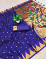 Flameboyant Royal Blue Paithani Silk Saree With Desirable Blouse Piece