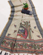 Surpassing Beige Pure Munga Cotton Silk Saree With Snazzy Blouse Piece