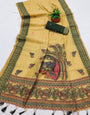 Mesmeric Yellow Pure Munga Cotton Silk Saree With Susurrous Blouse Piece