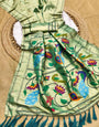 Intricate Green Paithani Silk Saree With Splendiferous Blouse Piece