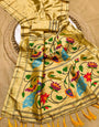 Bucolic Yellow Paithani Silk Saree With Scintilla Blouse Piece