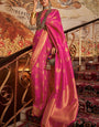 Radiant Dark Pink Kanjivaram Silk Saree with Stunner Blouse Piece