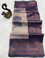 Efflorescence Beige and Blue Soft Silk Saree With Vibrant Blouse Piece