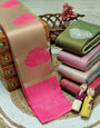 Exemplary Beige and Dark Pink Soft Silk Saree With Scrupulous Blouse Piece