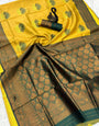 Ethereal Yellow and Green Soft Silk Saree With Murmurous Blouse Piece