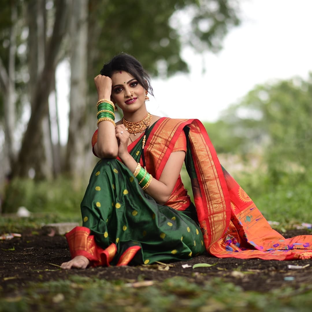 Profuse Green Paithani Silk Saree With Prodigal Blouse Piece