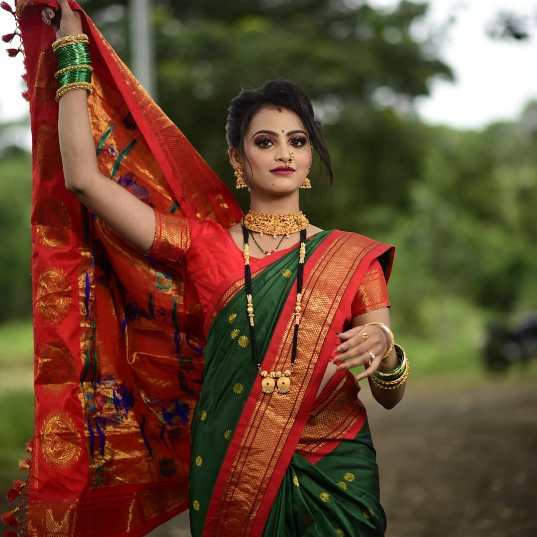 Profuse Green Paithani Silk Saree With Prodigal Blouse Piece