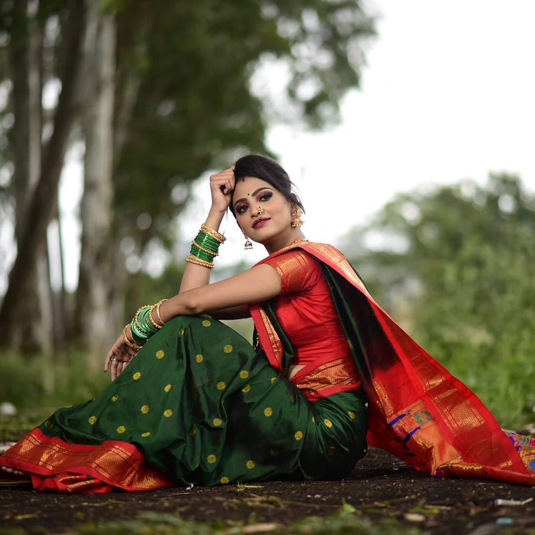 Profuse Green Paithani Silk Saree With Prodigal Blouse Piece