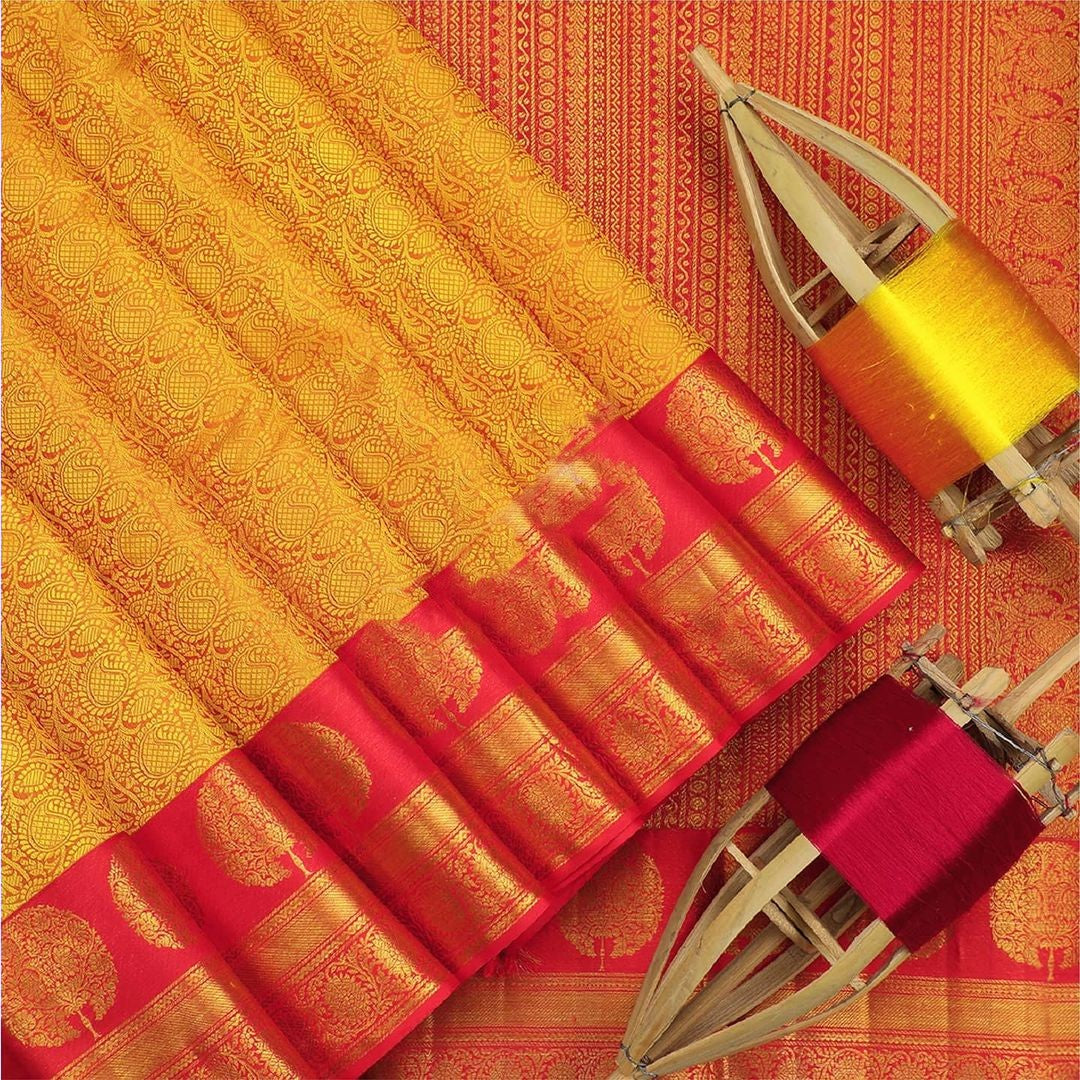 Desirable Yellow Soft Banarasi Silk Saree With Mellifluous Blouse Piece